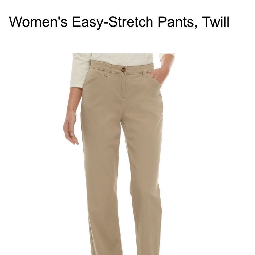LL Bean Easy Pants Stretch Twill Khaki Pants Sz 16 NWT - Picture 4 of 12